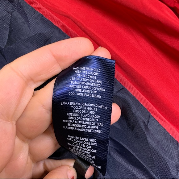 Tommy Hilfiger Red Puffer Coat Winter Warm Jacket Hood Women’s XS Extra Small - Picture 7 of 11